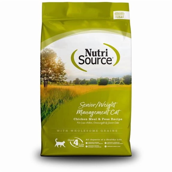 Nutri Source 125105 12 lbs Senior Weight Management Chicken & Peas Cat Food - MP80