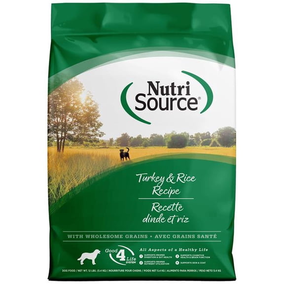NutriSource with Wholesome Grain Turkey & Rice Recipe Dog Food 12 lb