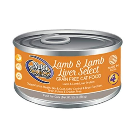 Nutri Source 124252 5.5 oz Lamb & Lamb Liver Select Grain Free Canned Cat Food