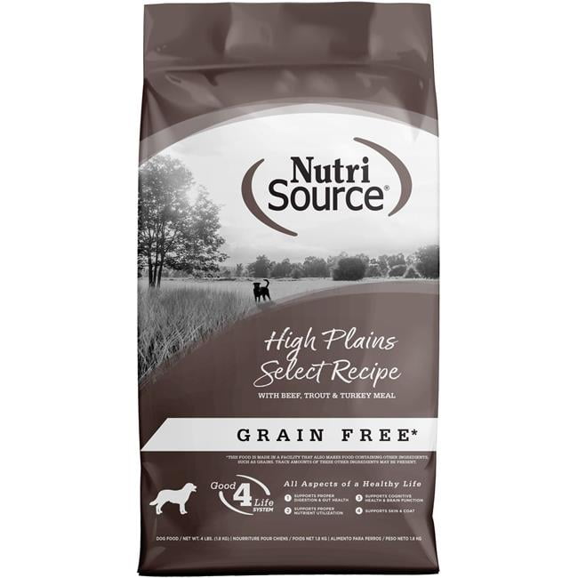 NutriSource Grain Free High Plains Select Recipe with Beef Trout & Turkey Meal Dog Food 4 lb