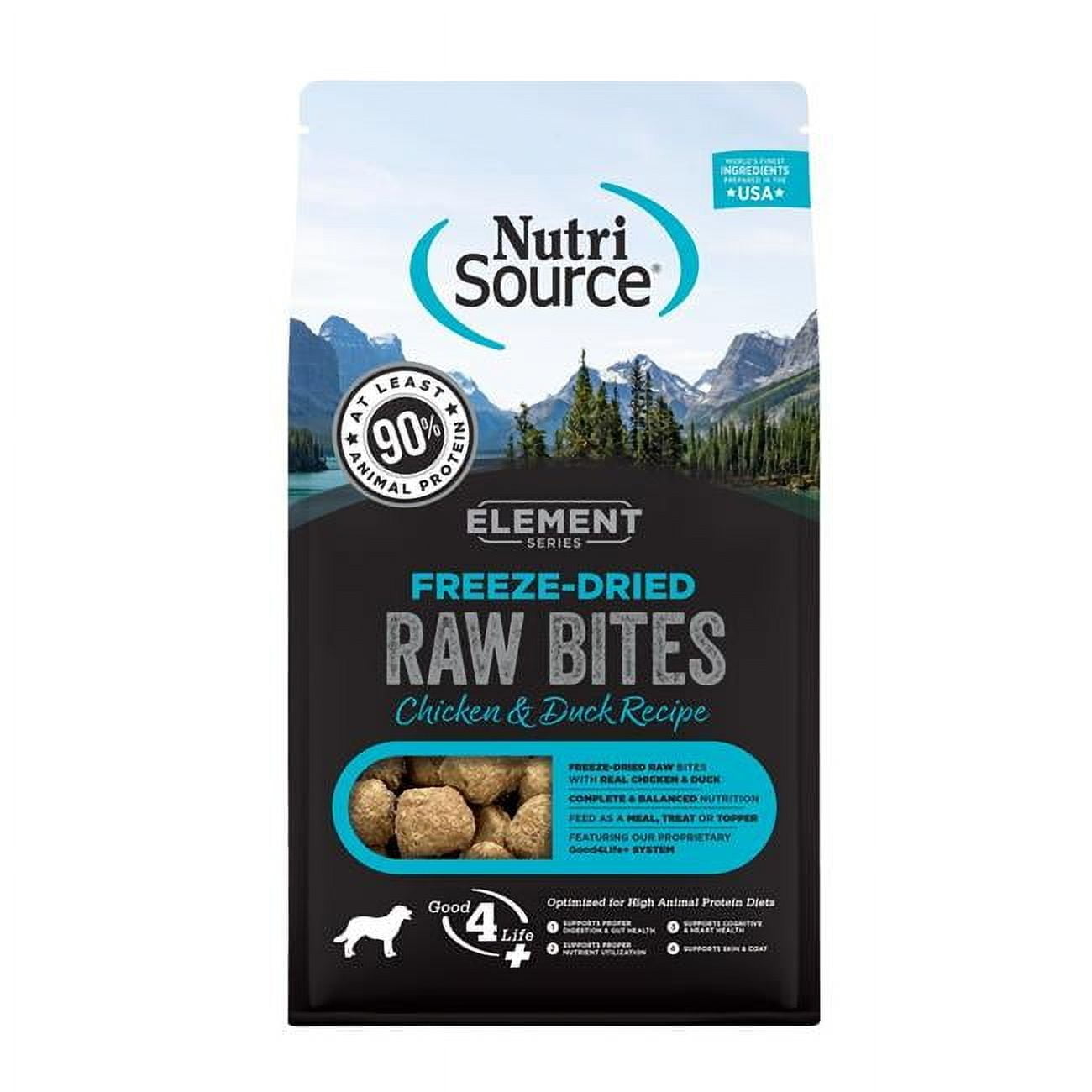 Nutri Source 807080 2.5 oz 30080 Element Chicken & Duck Freeze MP12 Dried Raw Bites Dog Food