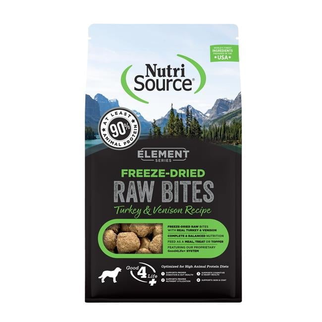 Nutri Source 807087 10 oz 30087 Element Turkey & Venison Freeze Dried MP8 Raw Bites Dog Food
