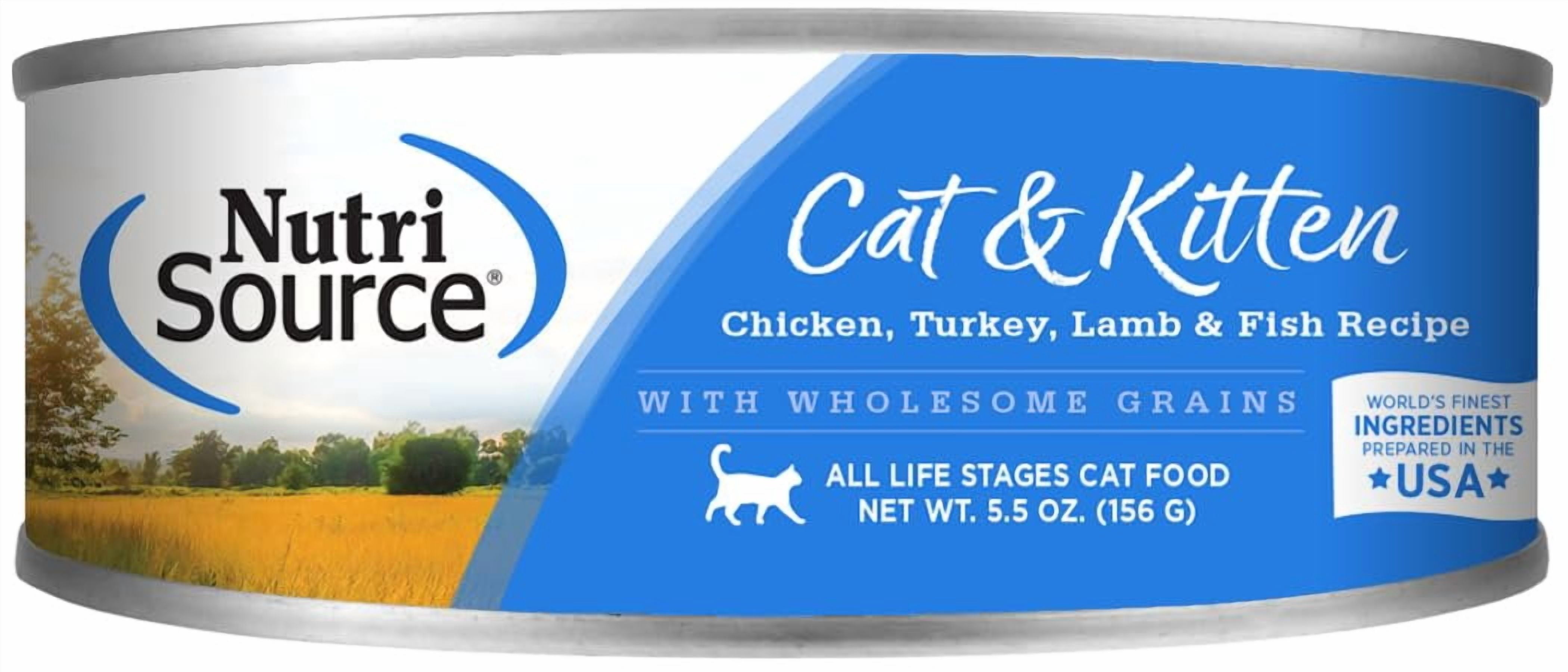 Nutri Source Chicken, Turkey, Lamb and Fish Kitten & Cat Food 5-oz, case of 12