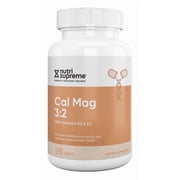 Nutri Supreme Cal Mag 32 with Vitamins D3 & K2, Calcium Citrate Malate & Magnesium, MK-7 Vitamin K2, Boron & Silica, Vegetarian Bone Health Formula, 120 Tablets