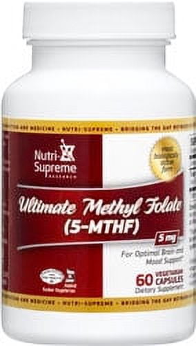Nutri-Supreme Research Kosher Ultimate Methyl Folate (5-MTHF) 5 Mg - 60 Vegetarian Capsules