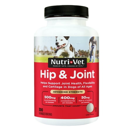Nutri-Vet Hip and Joint Chewables for Dogs, Advanced Strength, 300 Count
