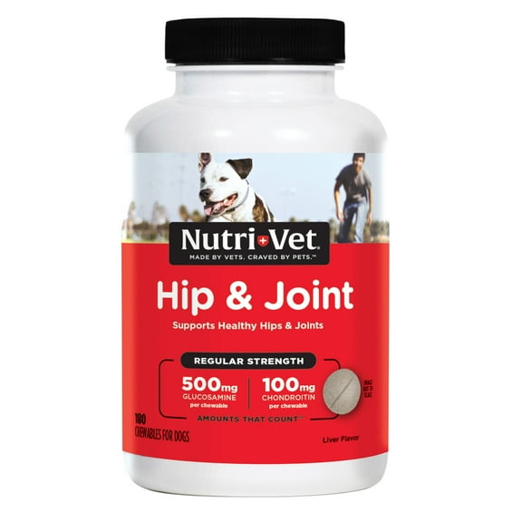 Nutri-Vet Hip & Joint Regular Strength Chewable Supplements for Dogs, 180 Count