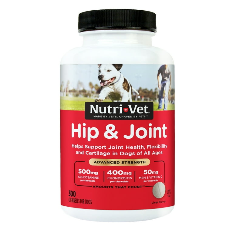 Free Shipping Nutri Vet Advanced Strength Hip Joint Chewable Dog Supplements Formulated with Glucosamine Chondroitin to Support Dog Cartilage Mobility 300 Tablets Walmart