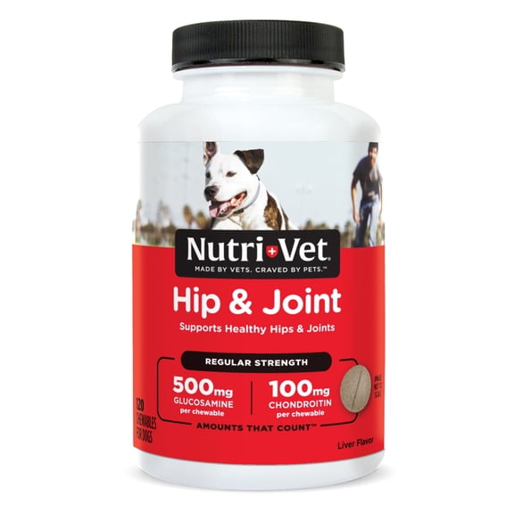 Nutri-Vet Hip and Joint Chewables for Dogs, Regular Strength, 120 Count