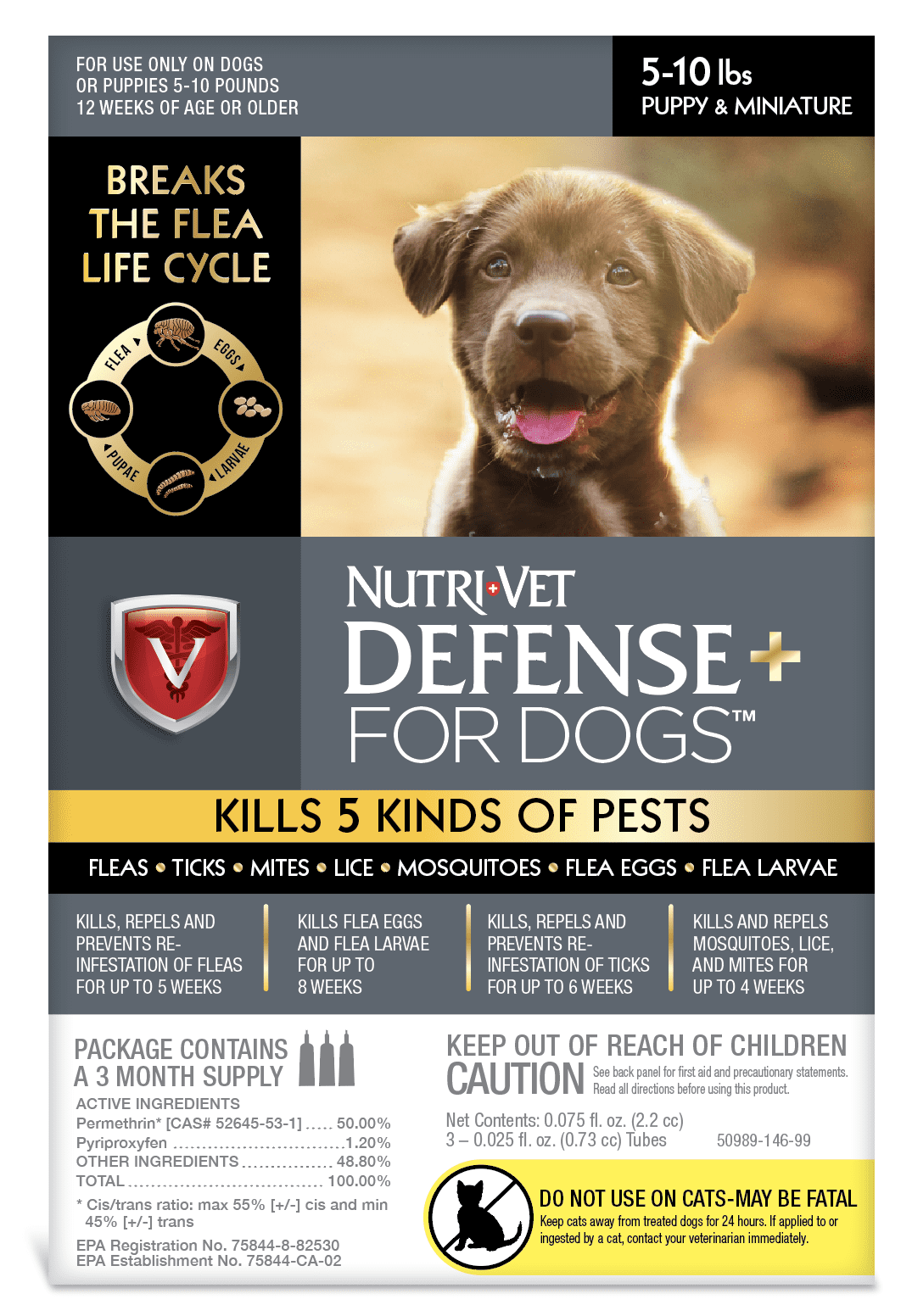 NutriVet K9 Defense Plus for Dogs Flea & Tick and More Puppy 5 Pounds