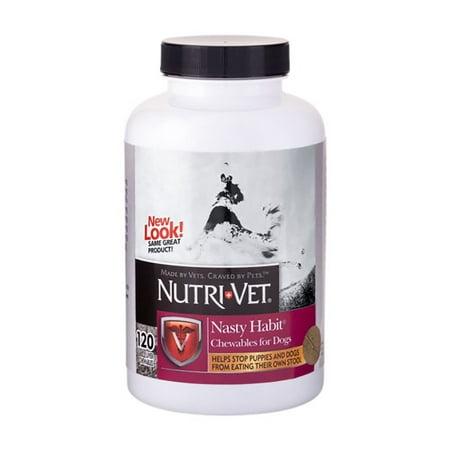 Nutri-Vet Nasty Habit Chewable Tablets for Dogs | Helps Stop Puppies and Dogs from Eating their Own Stool | 120 Count