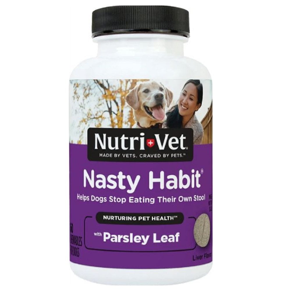 Nutri Vet Nasty Habit Chewables Liver Flavor Digestive Health Pills for Dogs Prevents Poop Eating 60 ct Walmart