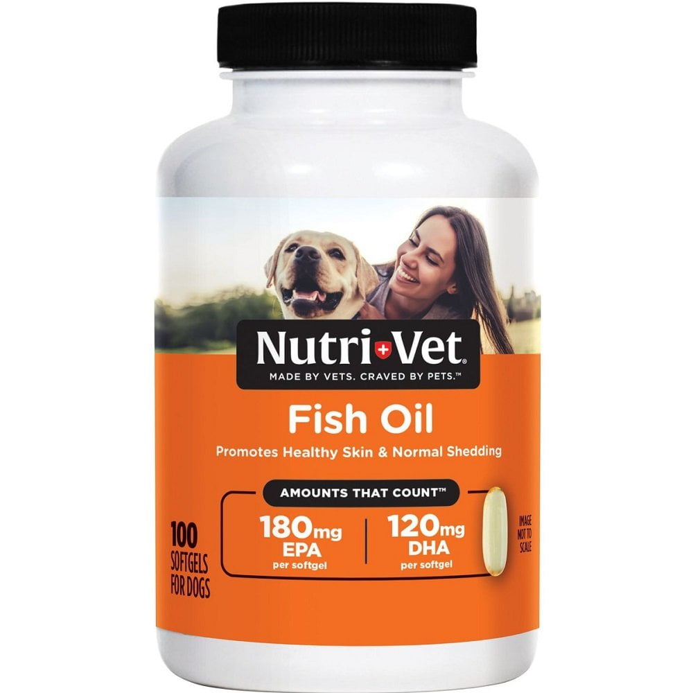 Nutri Vet Omega 3 Fish Oil Softgels for Dogs Enhance Skin Coat Health