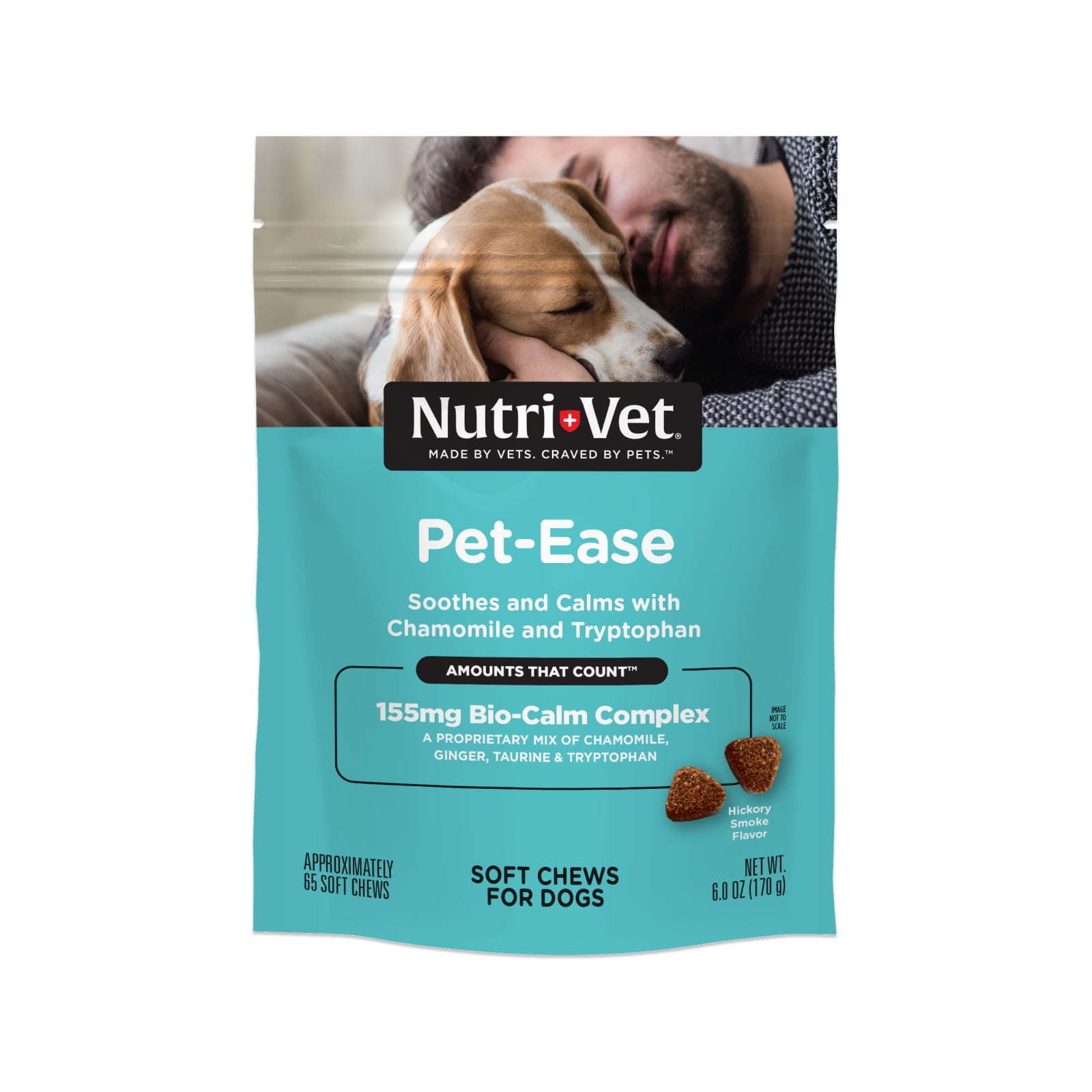 Nutri-Vet Pet-Ease Soft Chews for Dogs - Vet Formulated with Chamomile and Tryptophan to Soothe and Calm Dogs -6.0 oz