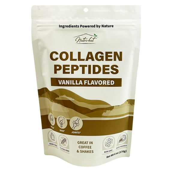 Nutri-hut Collagen Peptides Supplement Powder, Vanilla Flavored, 6 oz