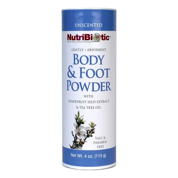 NutriBiotic Body & Foot Powder, Unscented, 4 Oz