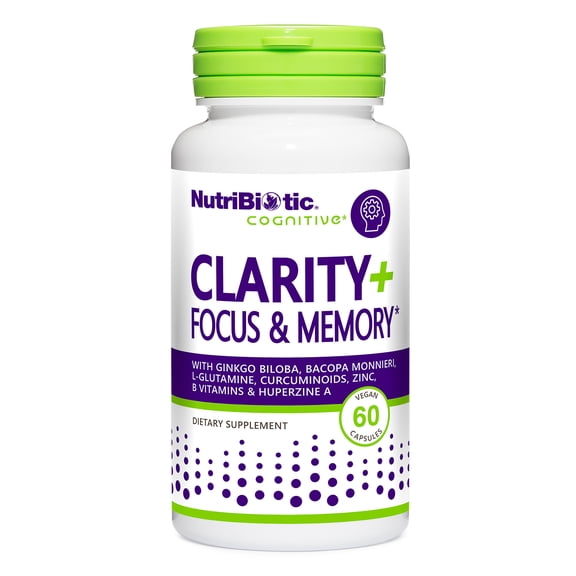 NutriBiotic Clarity+ Focus & Memory, Brain & Cognitive Support, 60 Capsules