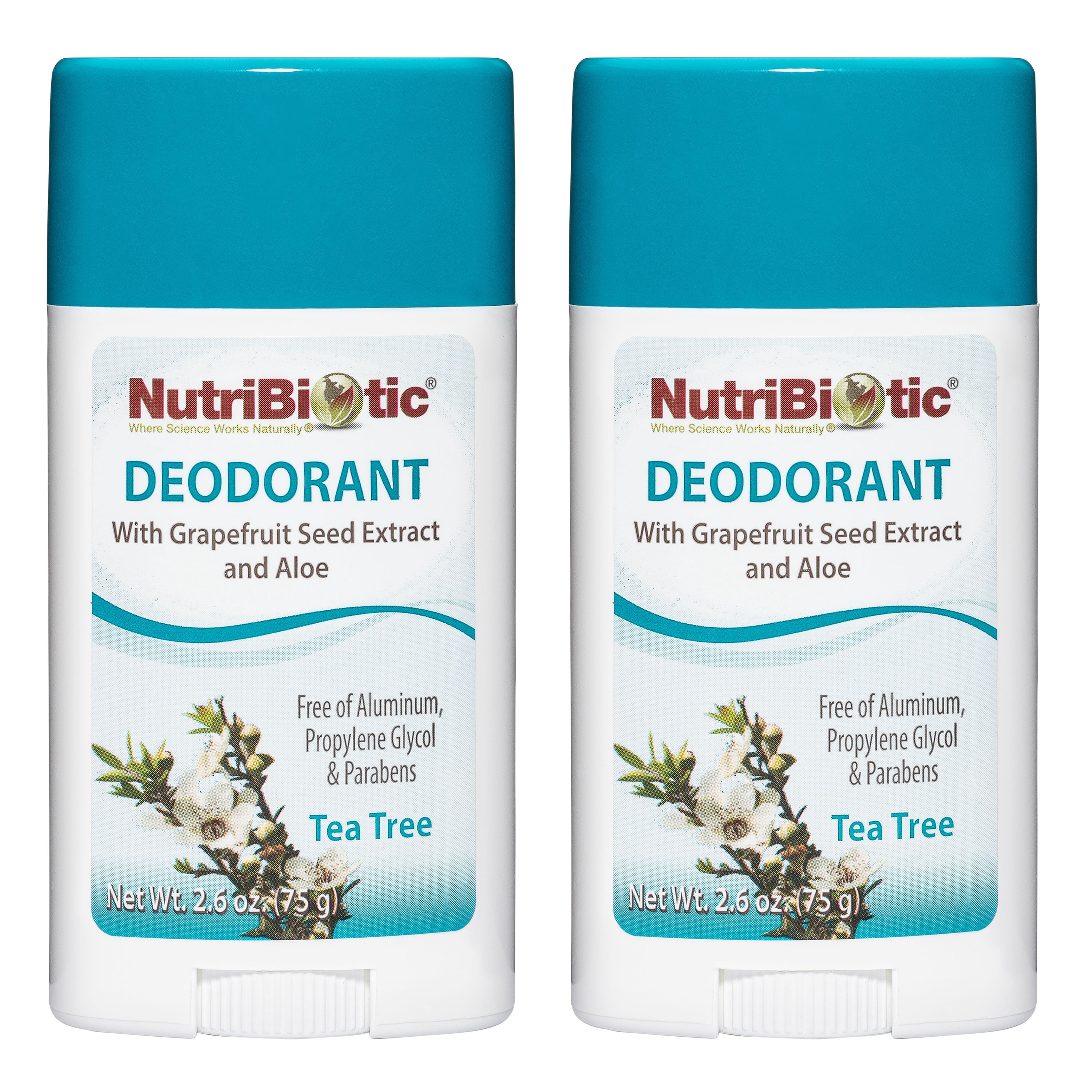 NutriBiotic Deodorant, Tea Tree with GSE, 2.6 Ounce Stick Twin Pack ...