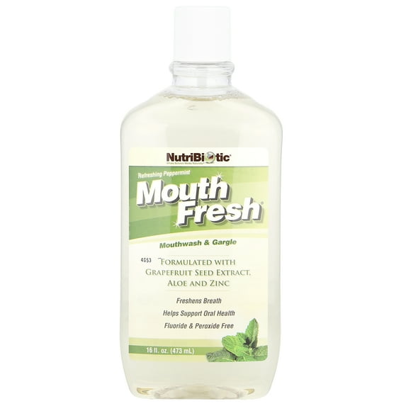 NutriBiotic Mouth Fresh®, Mouthwash & Gargle, Refreshing Peppermint, 16 fl oz (473 ml)