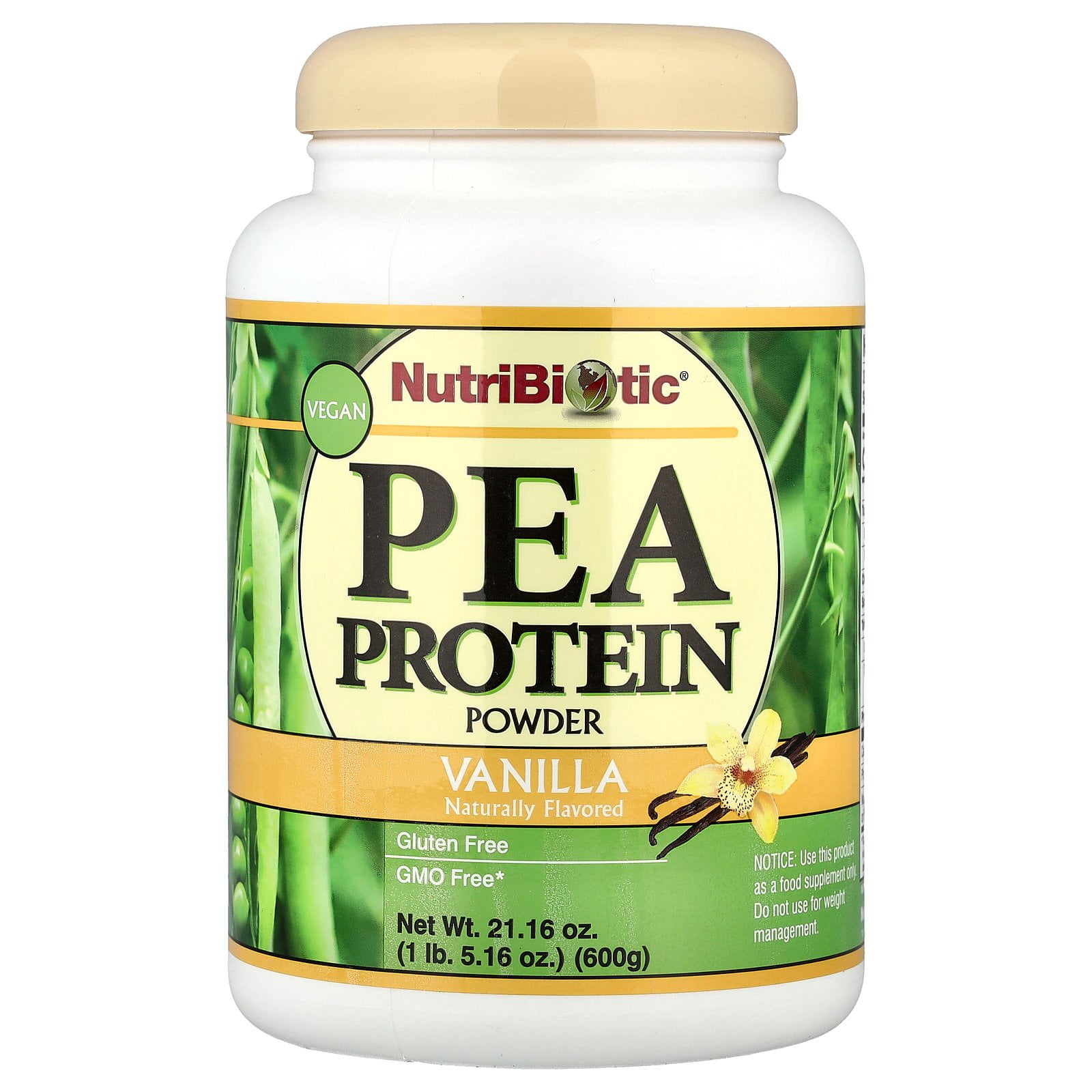 NutriBiotic Pea Protein Powder, Vanilla , 21.16 oz (600 g)