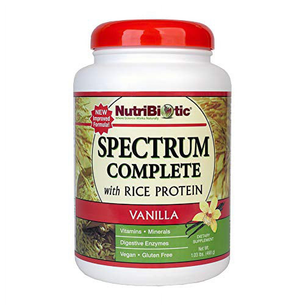 NutriBiotic Rice Protein Spectrum Complete Vanilla 20 oz with medium