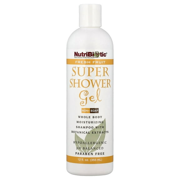 NutriBiotic Super Shower Gel, Non-Soap, Fresh Fruit, 12 fl oz (355 ml)