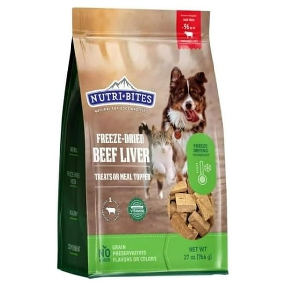 NutriBites Freeze Dried Liver Treats for Dogs & Cats - High-Protein Single Ingredient Freeze Dried Dog Treats, Liver - Proudly Made in Canada - 27 OZ HIGH PROTIEN Natural Grain