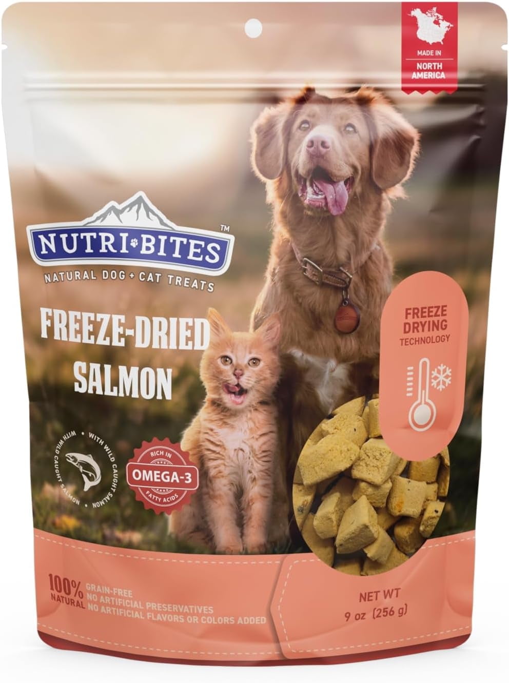 Nutri Bites Freeze Dried Salmon Dog & Cat Treats 4 oz | Healthy Pet Training Treats or Food Topper | All Natural, 1 Single Animal Protein, High Protein
