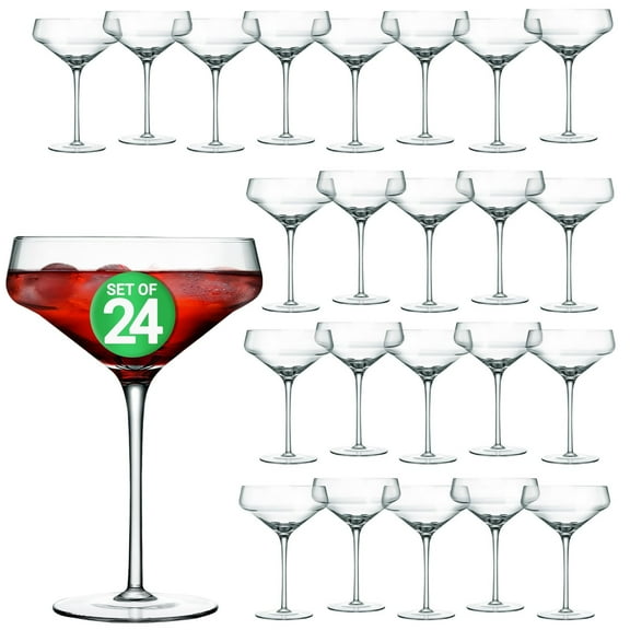 NutriChef 10oz 24 Martini Glasses Elegant & Durable Crystal Drinkware, Dishwasher Safe, for Cocktails