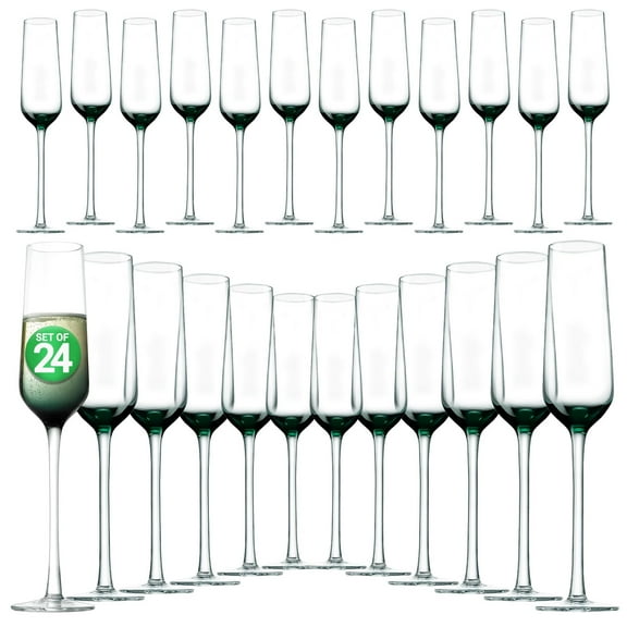 NutriChef 12.5oz Hand Blown Lead-Free Crystal Highball Drinking Glasses, Set of 2, Dishwasher Safe Tumbler for Water, Wine, Cocktails and Mixed Drinks - 12 PACK, 24 Glasses