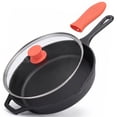 thumbnail image 1 of NutriChef NCCI12 - 12'' Pre-Seasoned Cast Iron Pan - Fry Pan with Glass Lid & Silicone Handle, 1 of 8