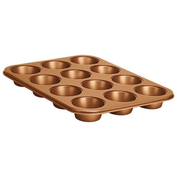 NutriChef 12-cup Golden Oven Muffin Pan, Non-Stick Coated Layer Surface, Even Heating Muffin Tray for Muffins, Cupcakes, Pastries & Mini Pies