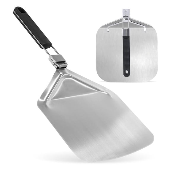 NutriChef 12” x 25” Aluminum Pizza Peel Durable Metal Spatula W/ Folding Handle for Easy Storage