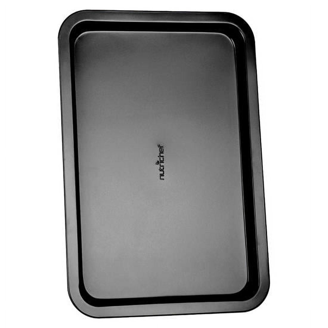 NutriChef 13-inch Black Cookie Sheet Baking Tray, Non-Stick Coated Layer Surface, Great for Food Preparation, Serving, Pastry Dessert Baking
