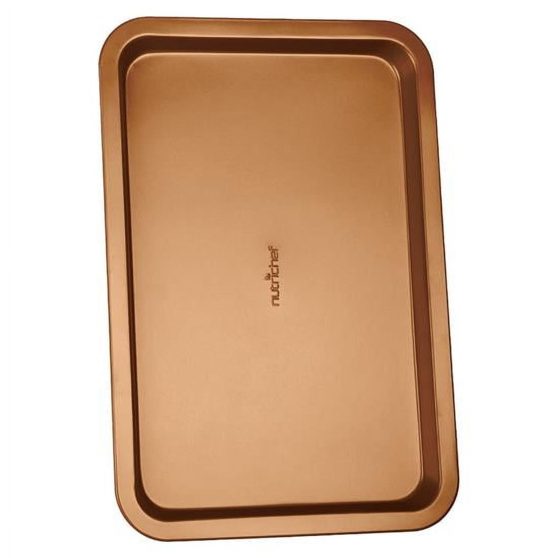 NutriChef 13-inch Golden Wide Baking Pan, Non-Stick Coated Layer Surface, Great for Food Preparation, Serving, Pastry Dessert Baking