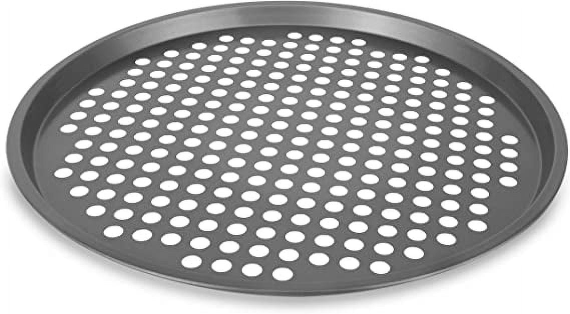 NutriChef 14” Non-Stick Pizza Pan, Gray Carbon Steel Commercial Grade Restaurant Quality Bakeware