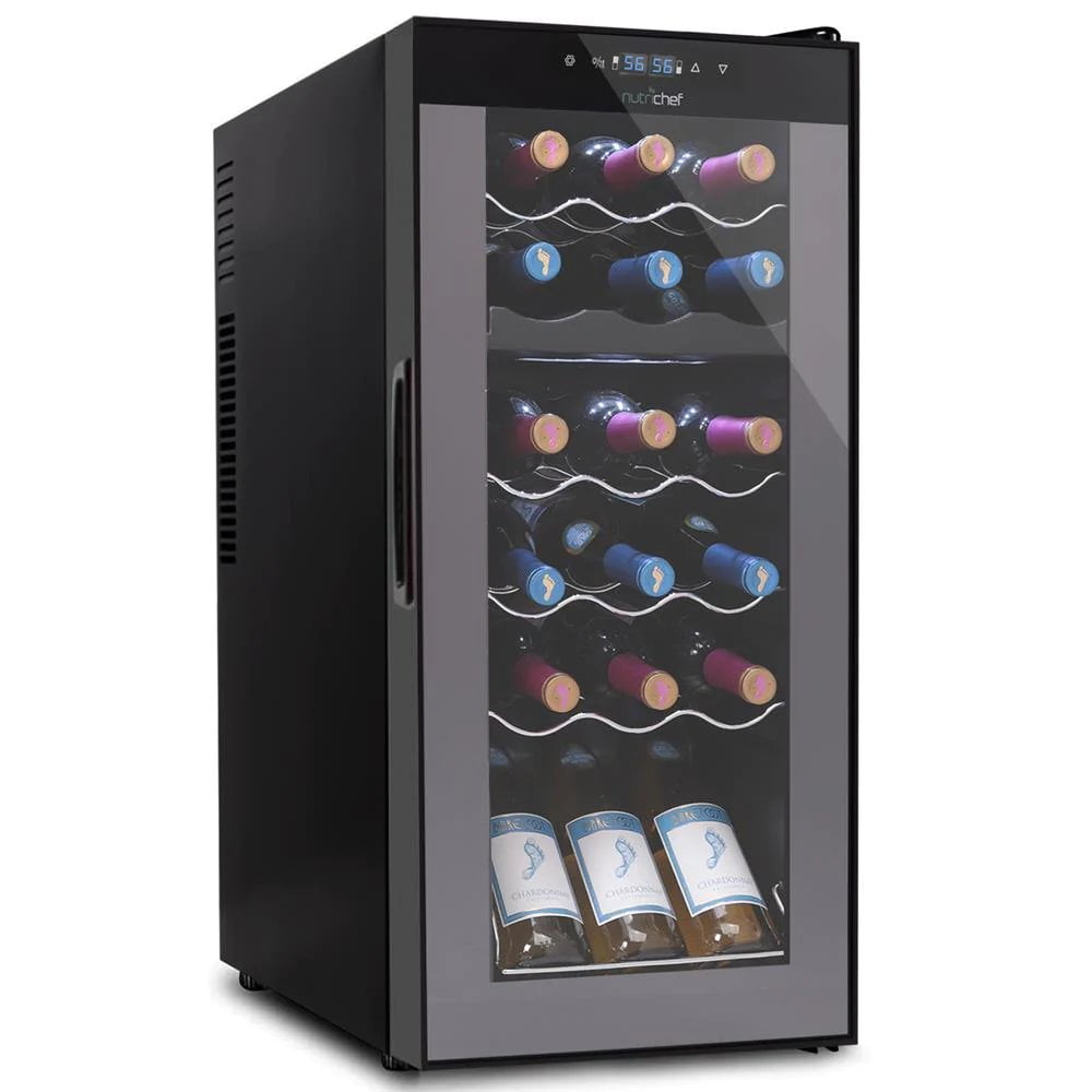 Black Dual Zone Freestanding Wine Cooler with Interior Lighting