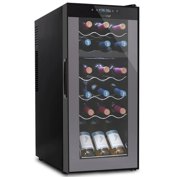 NutriChef 18 Bottle Dual-Zone Wine Cooler/Chiller, Touch Button Control with Airtight Seal