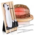 thumbnail image 1 of NutriChef 2 Blade Serrated Electric Kitchen Knife w/ Butcher Block Storage Tray, 1 of 6
