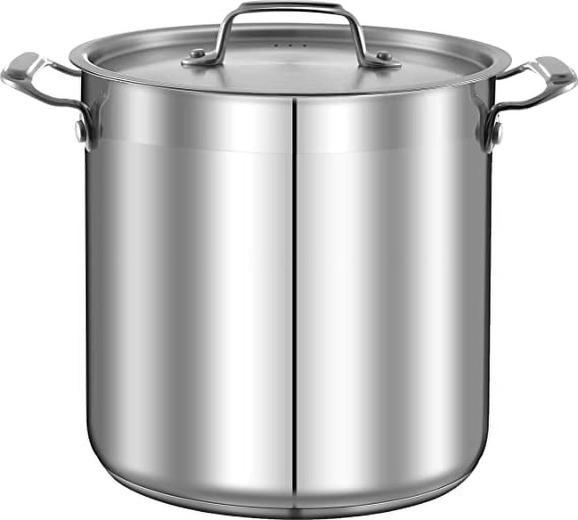 NutriChef 20 Quart Stainless Steel Induction Stockpot with Lid