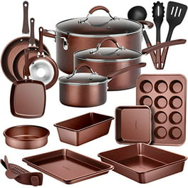 SereneLife 20 Piece Kitchenware Pots & Pans Set – Basic Kitchen Cookware,  Black Non-Stick Coating Inside, Heat Resistant Lacquer (Blue)