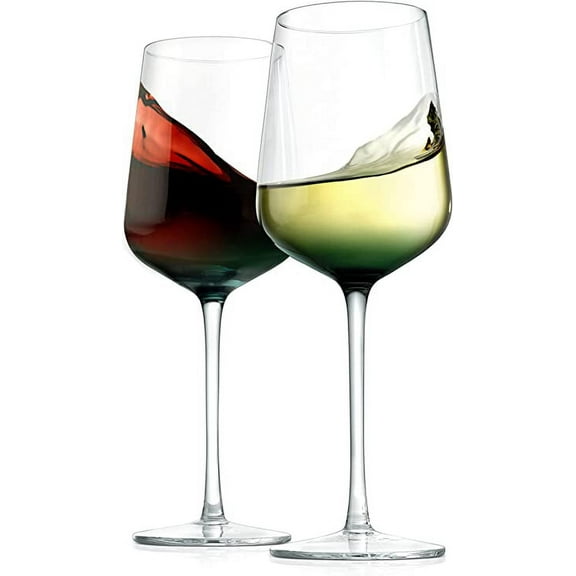 NutriChef 22oz Crystal Wine Glasses, 2 Elegant Tall Red & White Wine Clear Stemmed Glass Drinkware
