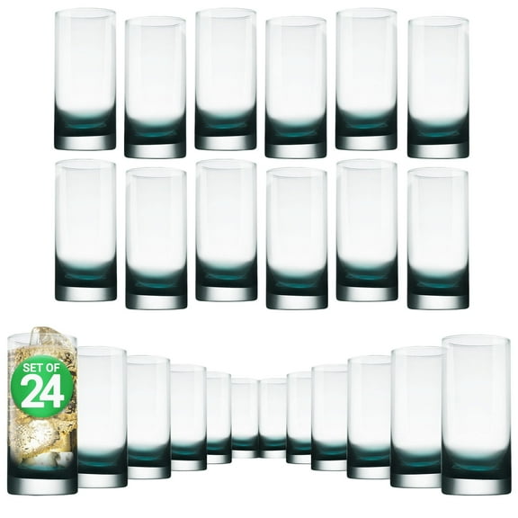 NutriChef 24 Highball Drinking Glasses-12.5Oz, Lead-Free Crystal Dishwasher Safe Tumblers for Water, Wine, Cocktails and Mixed Drinks - Hand Blown