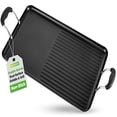 thumbnail image 1 of NutriChef 24-Inch Stove Top Griddle Pan, Nonstick Double Burner Grill & Griddle Combo, Ridged & Flat Surfaces, Cool-Touch Handles, Black, 1 of 4