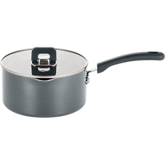 NutriChef 3.1 Quart Saucepan Pot W/ Lid-Non-Stick Stylish Kitchen Cookware W/ Foldable Knob (Gray)