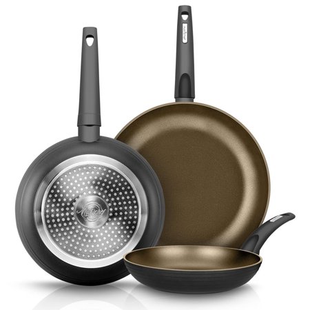 NutriChef Nonstick Hard Anodized Frying Pan, Set of 3