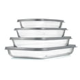 thumbnail image 1 of NutriChef 4 Sets Glass Bakeware High Borosilicate Rectangular Baking Dish W/ Gray BPA-Free Lids, 1 of 7