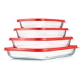 thumbnail image 1 of NutriChef 4 Sets Glass Bakeware - High Borosilicate Rectangular Glass Baking Dish W/ Red PE Lids, 1 of 7
