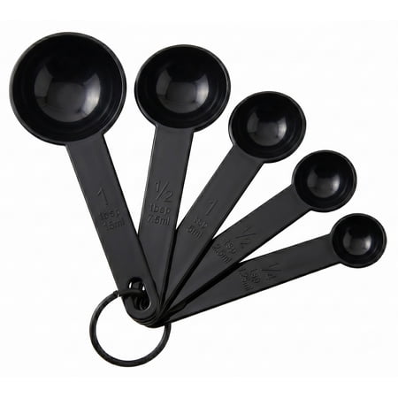 NutriChef 5-Piece Plastic Measuring Heavy Duty Round Shaped Classic Kitchen Measuring Spoon for Dry