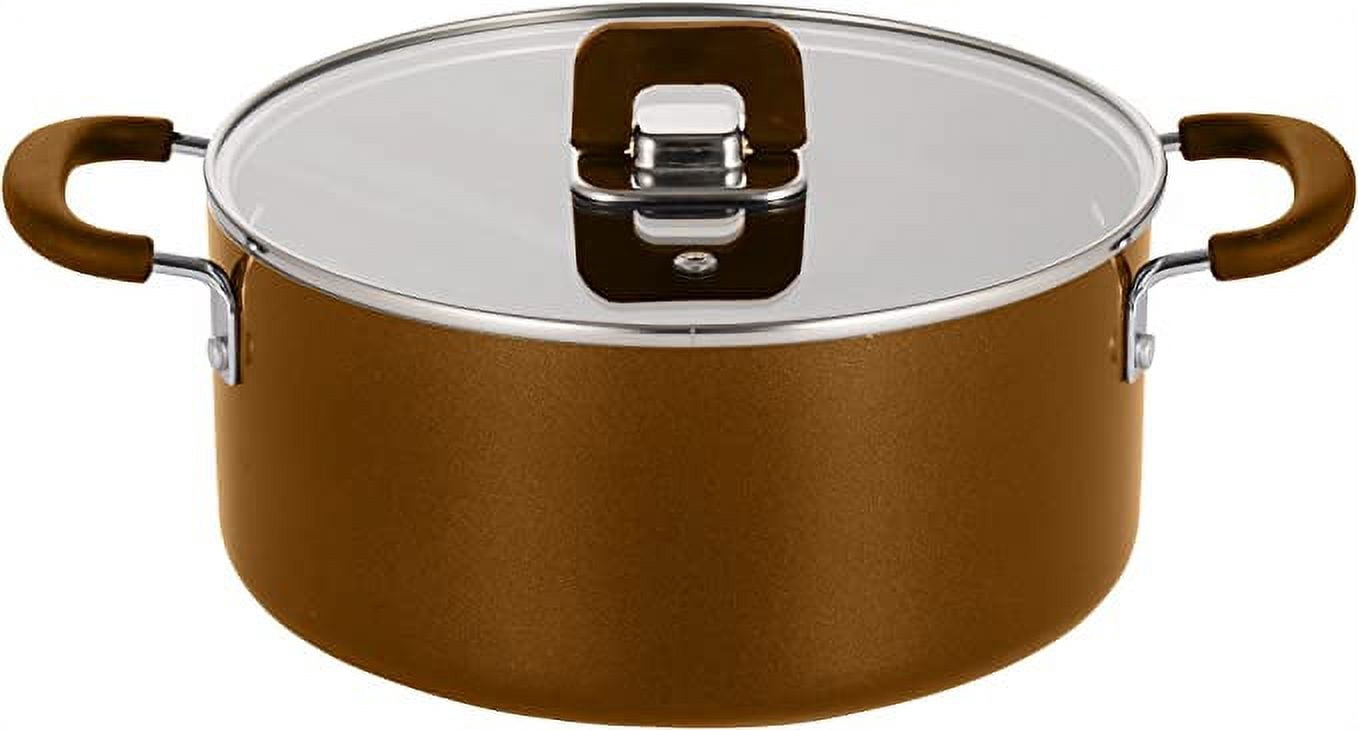 NutriChef 5 Quart Casserole With Lid - Non-Stick Stylish Kitchen Cookware with Foldable Knob, Works with Model: NCCWSTKBR (Brown)